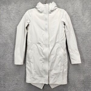 Lululemon Definitely Raining White Hooded Water Resistant Longline Jacket Size 2